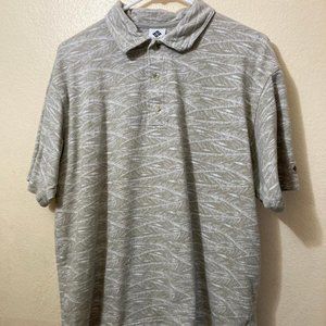 Vintage Columbia Mens Abstract Leaf All Over Print Pattern Polo Shirt Size Large